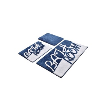 Alfombra de baño Set (3 piezas) Bathroom  azul blanco