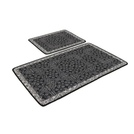 Alfombra de baño Set (2 piezas) Paisley DJT antracita negro blanco