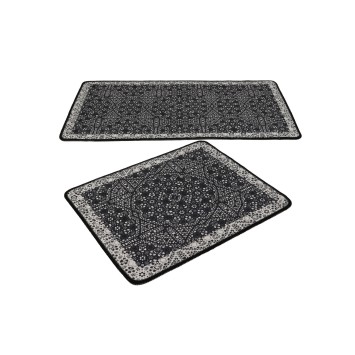 Alfombra de baño Set (2 piezas) Paisley DJT antracita negro blanco