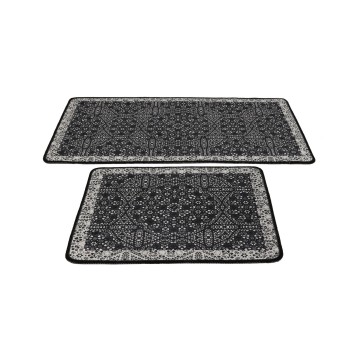 Alfombra de baño Set (2 piezas) Paisley DJT antracita negro blanco