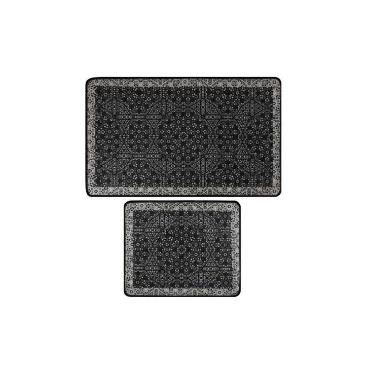 Alfombra de baño Set (2 piezas) Paisley DJT antracita negro blanco