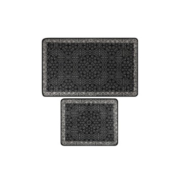 Alfombra de baño Set (2 piezas) Paisley DJT antracita negro blanco