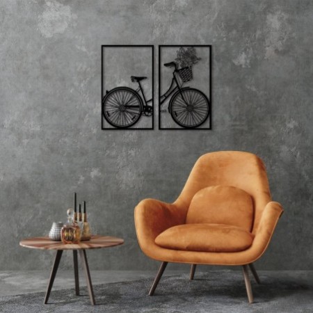 Decoración pared de metal Nostalgic Bike -271 negro 43x70 cm (2 piezas)