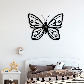 Decoración pared de metal Butterfly 1 negro 60x45 cm