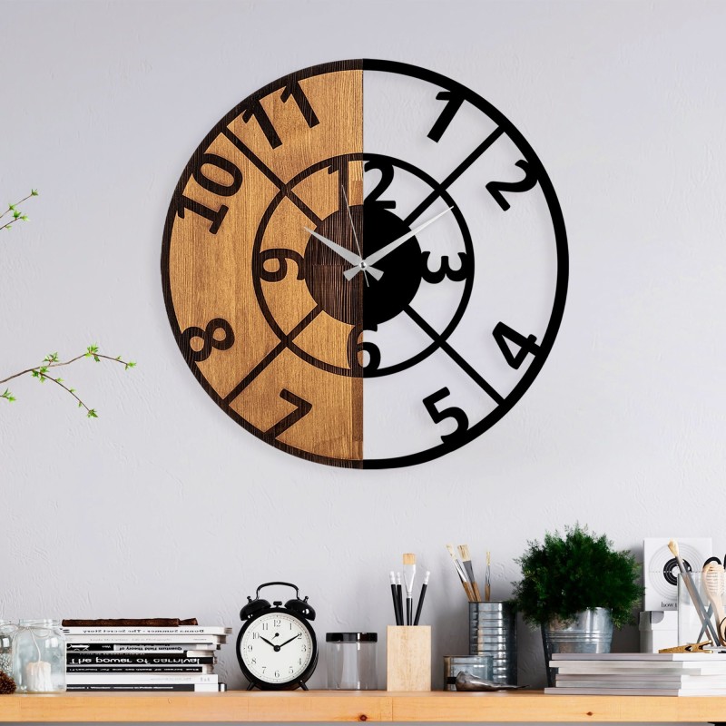 Reloj de pared madera Modelo -57 nogal negro diámetro 56 cm