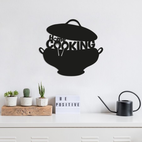 Decoración pared de metal Cooking negro 45x40 cm