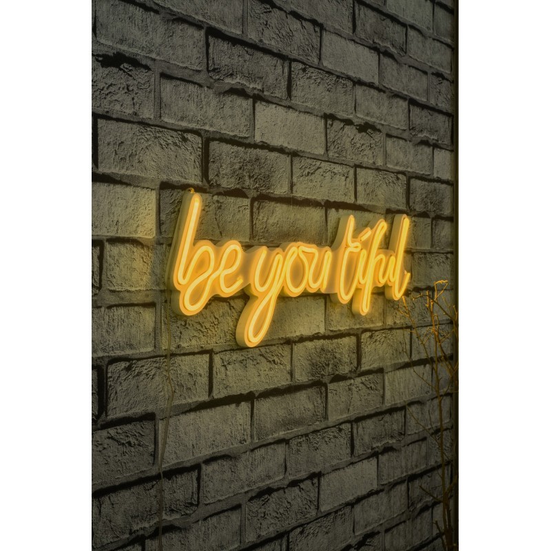 Iluminación LED decorativa de plástico Be you tiful amarillo 57x19.5x2 cm