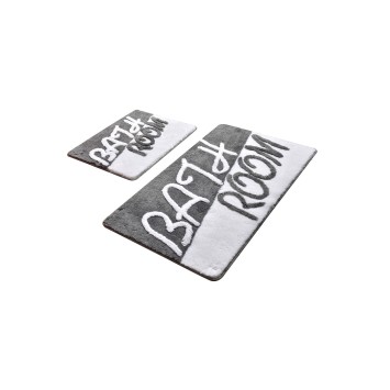 Alfombra de baño Set (2 piezas) Bathroom  gris blanco