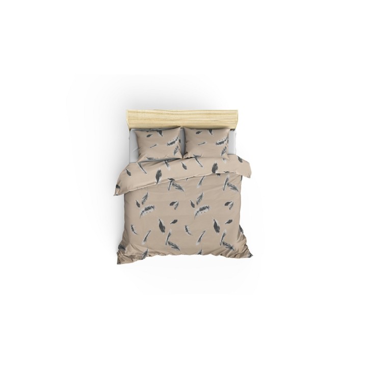 Juego ropa de cama Ranforce King Feather gris crema