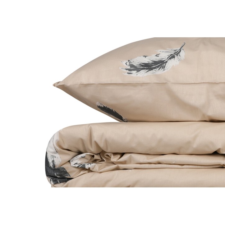 Juego ropa de cama Ranforce King Feather gris crema