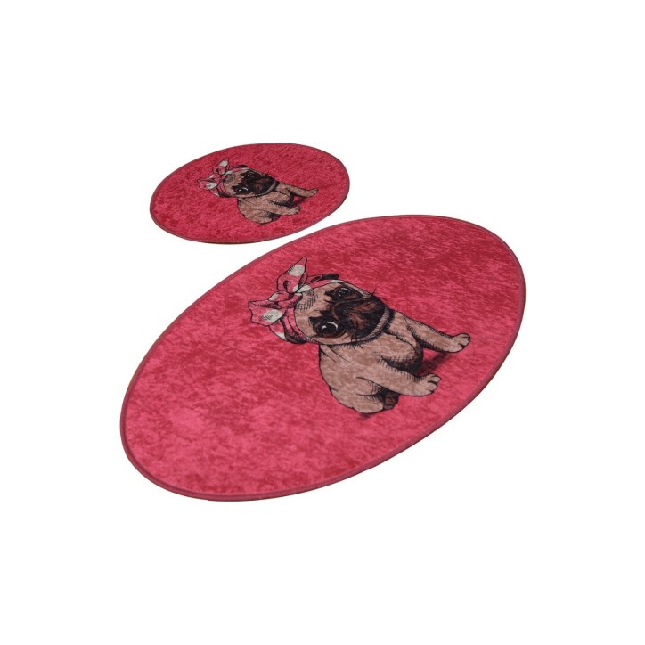 Alfombra de baño Set (2 piezas) Pink Pug multicolor