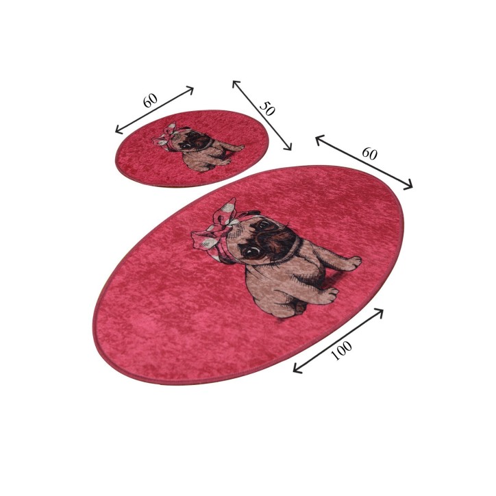 Alfombra de baño Set (2 piezas) Pink Pug multicolor