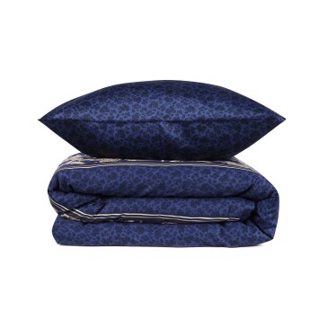 Juego ropa de cama de satén King Pera  marrón beige azul oscuro