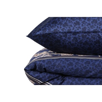 Juego ropa de cama de satén King Pera  marrón beige azul oscuro