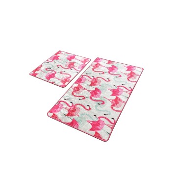 Alfombra de baño Set (2 piezas) Vogel negro blanco rosa