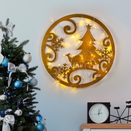 Decoración pared de metal XMASGOLD -27 oro 60x60 cm