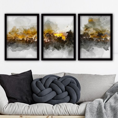 Cuadro decorativo enmarcado 3SC26 multicolor 35x45 cm (3 piezas)