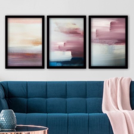 Cuadro decorativo enmarcado 3SC61 multicolor 35x45 cm (3 piezas)