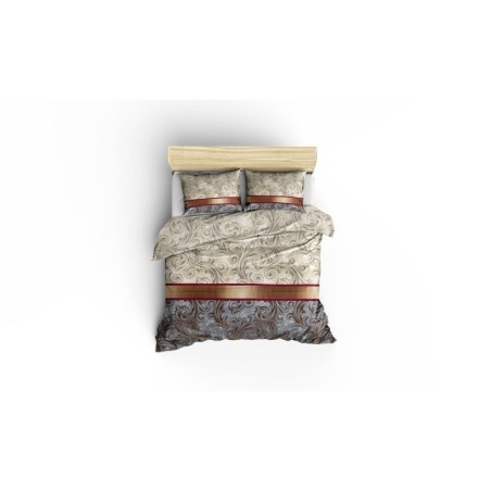 Juego ropa de cama Super King Basilisk crema beige gris burdeos rojo blanco