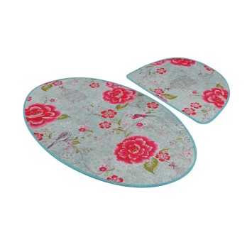 Alfombra de baño Set (2 piezas) Lara Oval multicolor