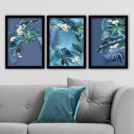 Cuadro decorativo enmarcado 3SC93 multicolor 35x45 cm (3 piezas)