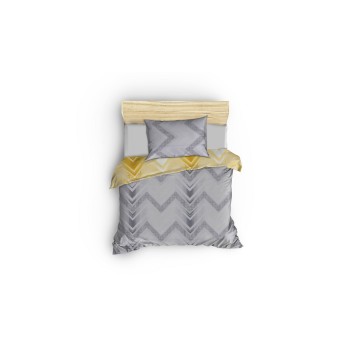 Conjunto funda de edredón individuales Ranforce Gray amarillo gris