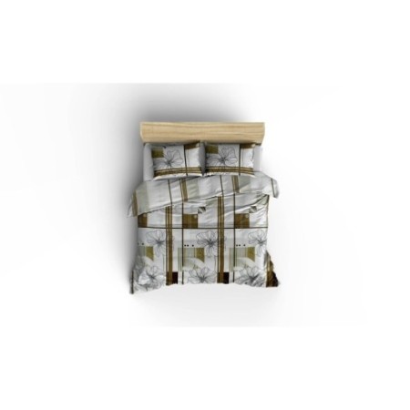 Juego ropa de cama Super King Ranforce Elif  beige marrón blanco