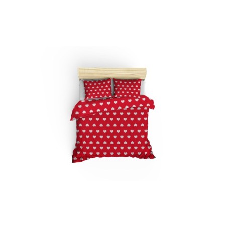 Juego ropa de cama Super King Ranforce Chole  rojo blanco