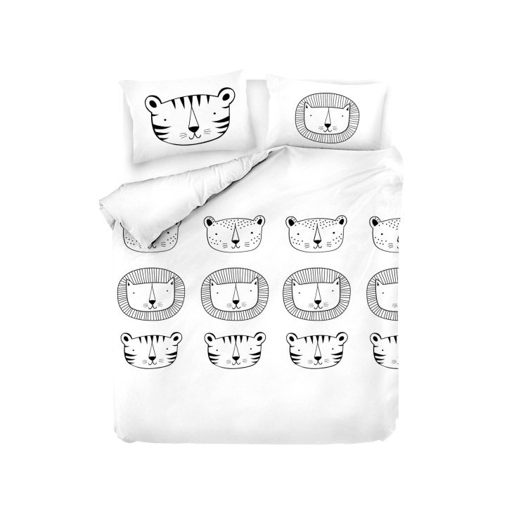 Juego ropa de cama Ranforce King Compari  blanco negro