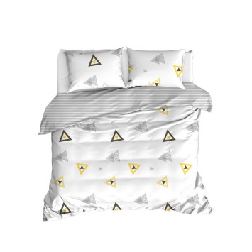 Juego ropa de cama Ranforce King Erois  amarillo gris blanco