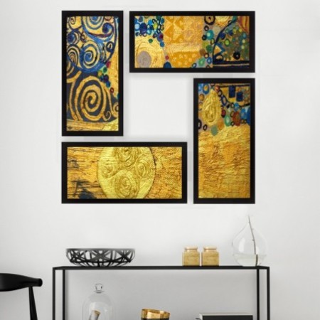 Cuadro decorativo enmarcado SET_053 multicolor 24x44 cm (4 piezas)