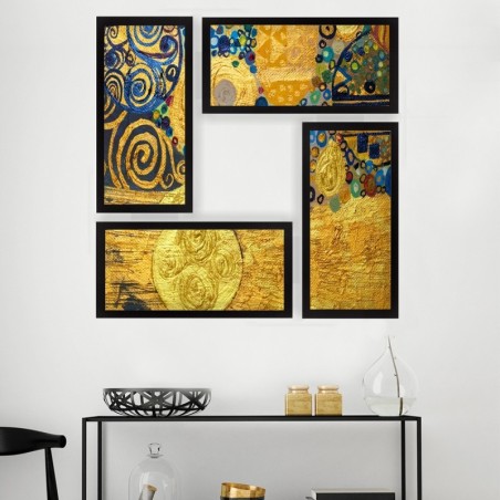 Cuadro decorativo enmarcado SET_053 multicolor 24x44 cm (4 piezas)