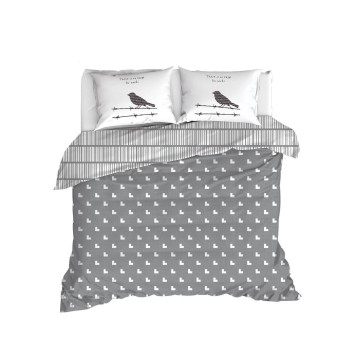 Juego ropa de cama Ranforce King Vektör  negro blanco gris