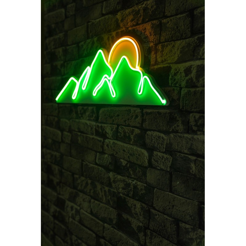 Iluminación LED decorativa de plástico Mountain verde amarillo 21x62x2 cm