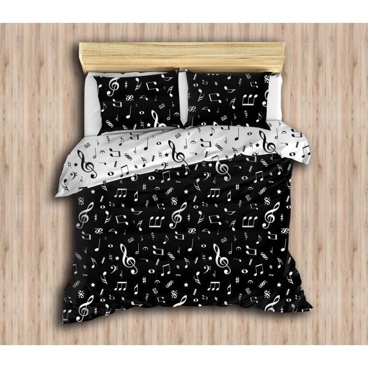 Juego ropa de cama Super King Melodiy blanco negro