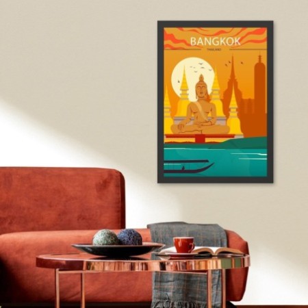 Pintura decorativa enmarcada MDF Bangkok 2 (40 x 55) multicolor 40x55 cm