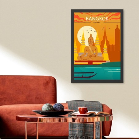 Pintura decorativa enmarcada MDF Bangkok 2 (40 x 55) multicolor 40x55 cm