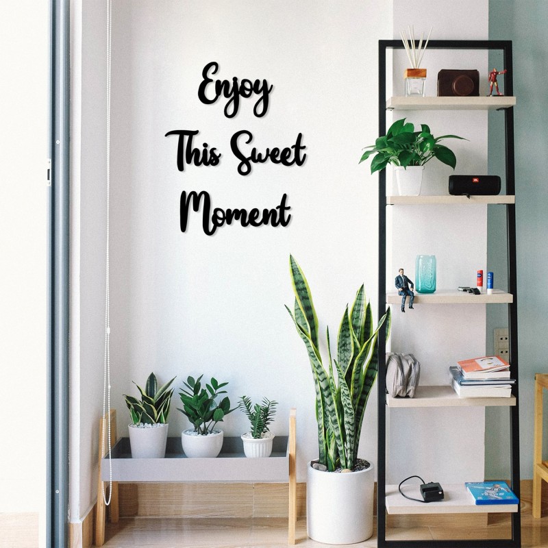 Decoración pared de madera Enjoy This Sweet Moment negro