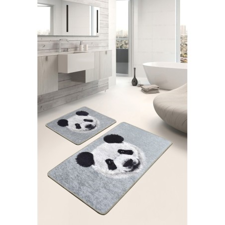 Alfombra de baño Set (2 piezas) Huge Panda DJT gris negro blanco