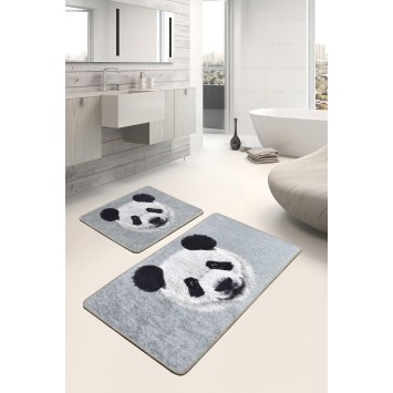 Alfombra de baño Set (2 piezas) Huge Panda DJT gris negro blanco