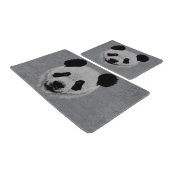 Alfombra de baño Set (2 piezas) Huge Panda DJT gris negro blanco