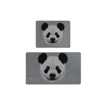 Alfombra de baño Set (2 piezas) Huge Panda DJT gris negro blanco