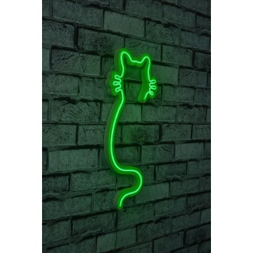 Iluminación LED decorativa de plástico Cat verde 22x48x2 cm