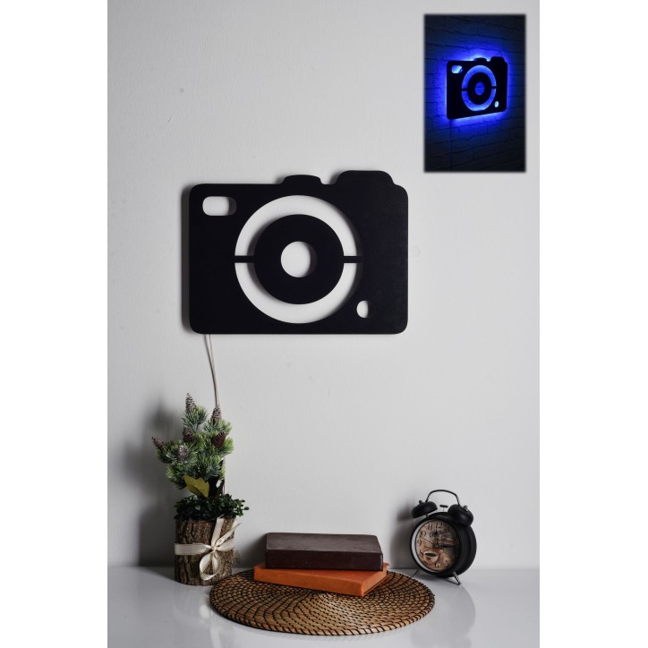 Iluminación LED decorativa Camera azul 40x30 cm