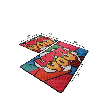 Alfombra de baño Set (2 piezas) Red Love multicolor