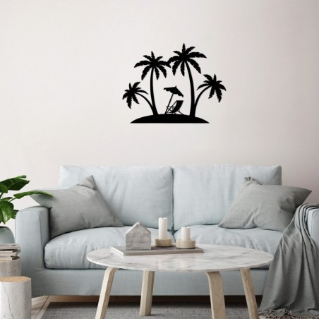 Decoración pared de metal Palm-433 negro 70x54 cm