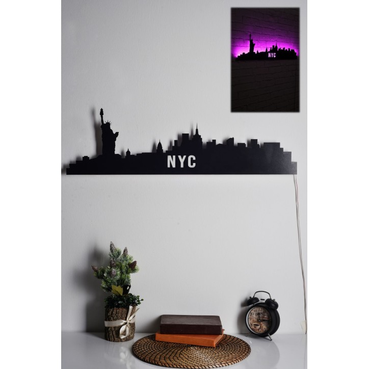 Iluminación LED decorativa NYC Skyline rosa 80x24 cm