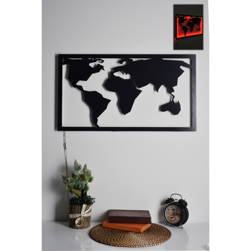 Iluminación LED decorativa World Map 2 rojo 71x40 cm