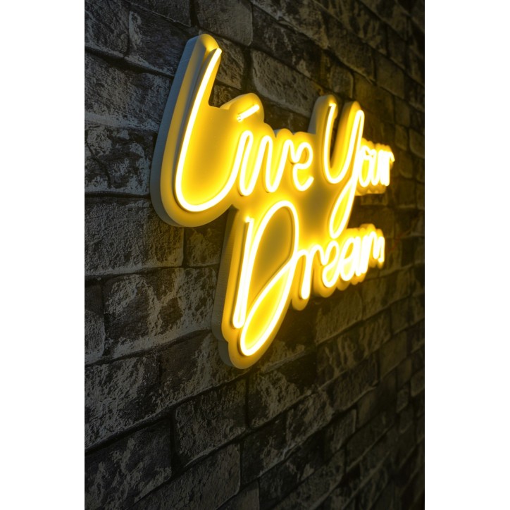 Iluminación LED decorativa de plástico Live Your Dream amarillo 30x53x2 cm