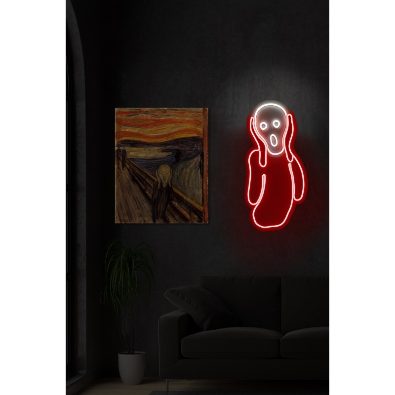 Iluminación LED decorativa de plástico Scream rojo blanco 28x55x3 cm